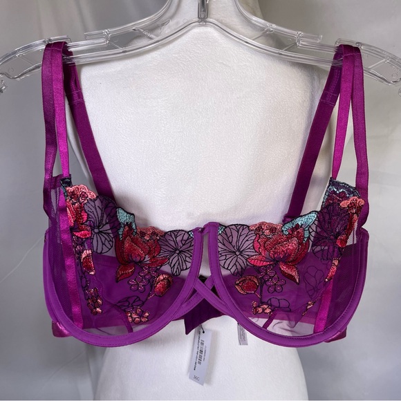 Adore Me Jayda Unlined Balconette Women's Bra & Panties Set Purple Size 36G/XL - Picture 2 of 14